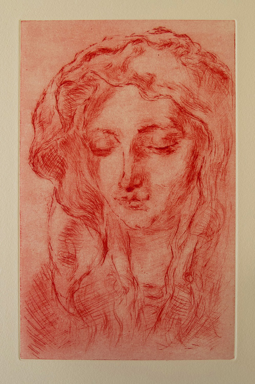 [im]maculata XII after Tiepolo, 2018, 25 x15,5 cm, Kaltnadel (non-toxic) auf Bütten